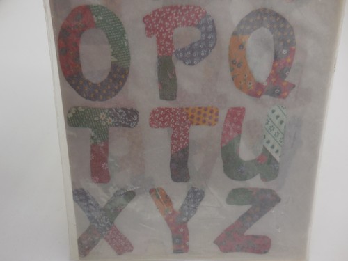 Vintage gummierte Wärmeübertragung Kaliko Patchwork lustige Initialen Bügelbild Alphabet - Bild 2 von 6