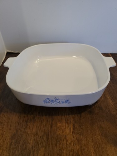 Vintage Corning Ware Microwave Footed Browning Dish 10 x 10 x 2 w/ Glass Cover - Picture 5 of 15