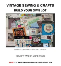 BUILD A LOT VTG SEWING CRAFT KITS CROSS STITCH, NEEDLEPOINT, IRON ON BAG