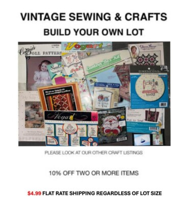 BUILD A LOT VTG SEWING CRAFT KITS CROSS STITCH, NEEDLEPOINT, IRON ON BAG