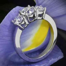 3Ct Round-Cut VVS1 Moissanite Solitaire Engagement Ring 14K White Gold Plated