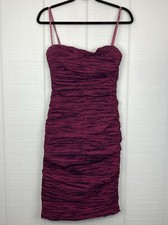 Ariella Burgundy Crinkled Ruched Straight Bodycon Dress Spaghetti Strap S