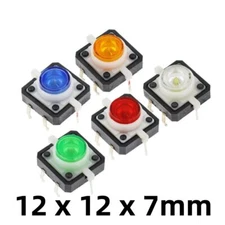 Momentary Tactile Push Button Switch PCB SPST With LED Illuminated 12 x 12 x 7mm