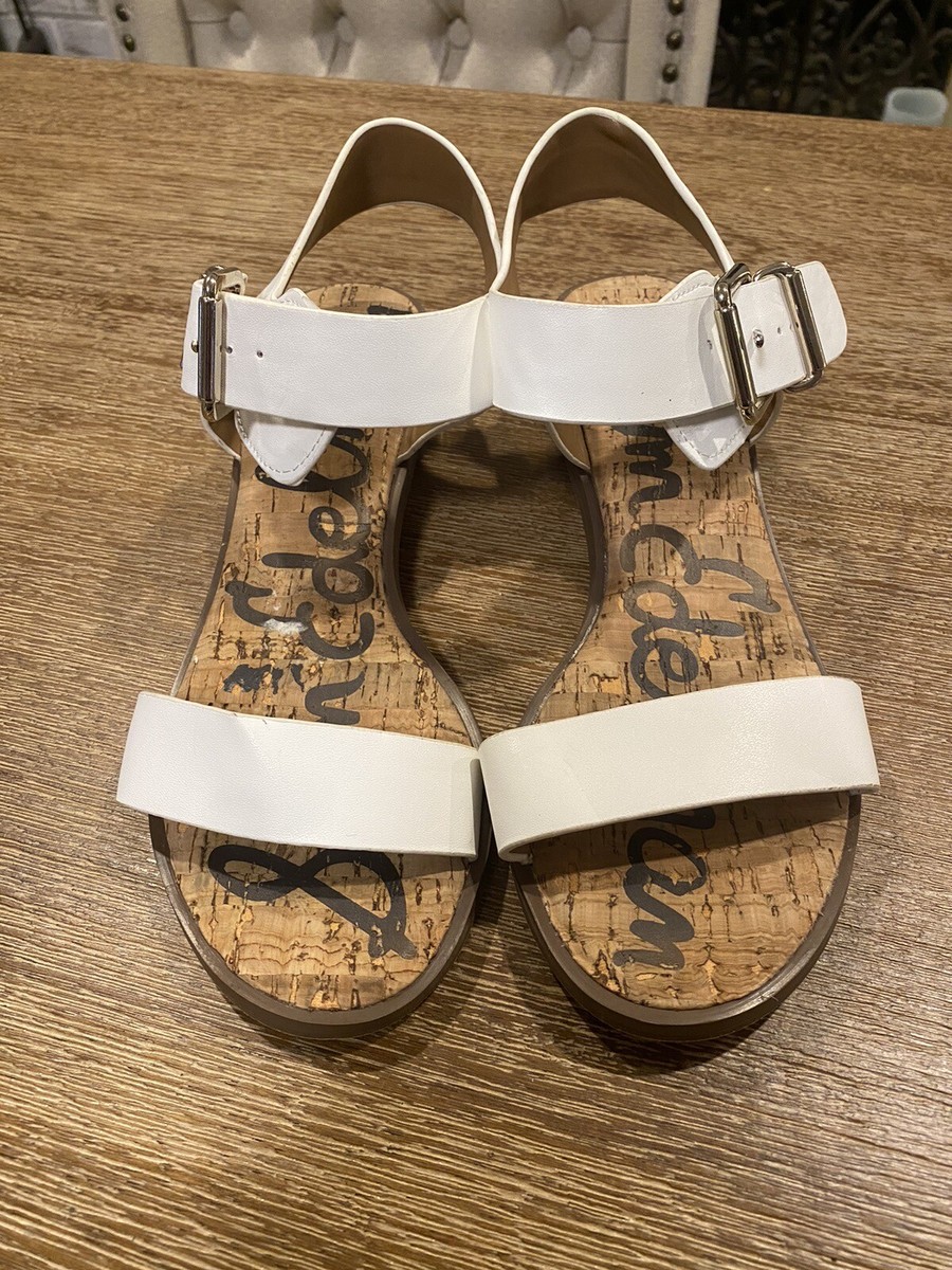 Sam Edelman White Gold Sandals 6M Womens Trixie Ankle Strap