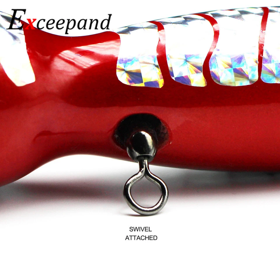 Señuelo de atún de pesca Big Game hecho a mano de madera con cebo de agua salada GT Popper Topwater Foto 4 de 4