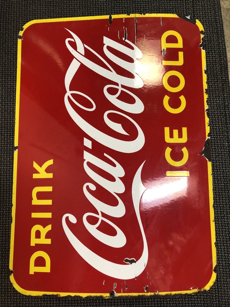 RARE 1946 CANADA COCA COLA PORCELAIN METAL SIGN FOUNTAIN