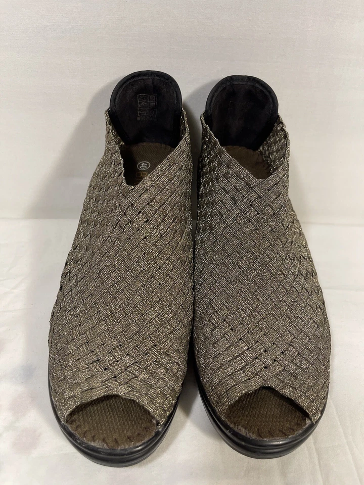 BM Bernie Mev GOLD Woven Textile 40EU Pumps Slip On PeepToe Comfort Shoe 10M US - Image 4 of 4