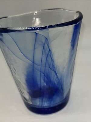 Bormioli Rocco Cobalt Blue 6set ヴィンテージ 2 Bormioli Rocco Art Glass Cobalt Blue Swirl Clear Glasses | eBay