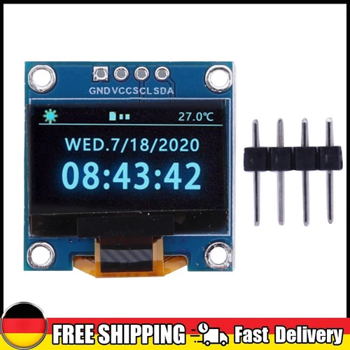 0,96 Zoll OLED Modul 4pin IIC 128x64 SSD1315 Treiber für Arduino (blaues Display