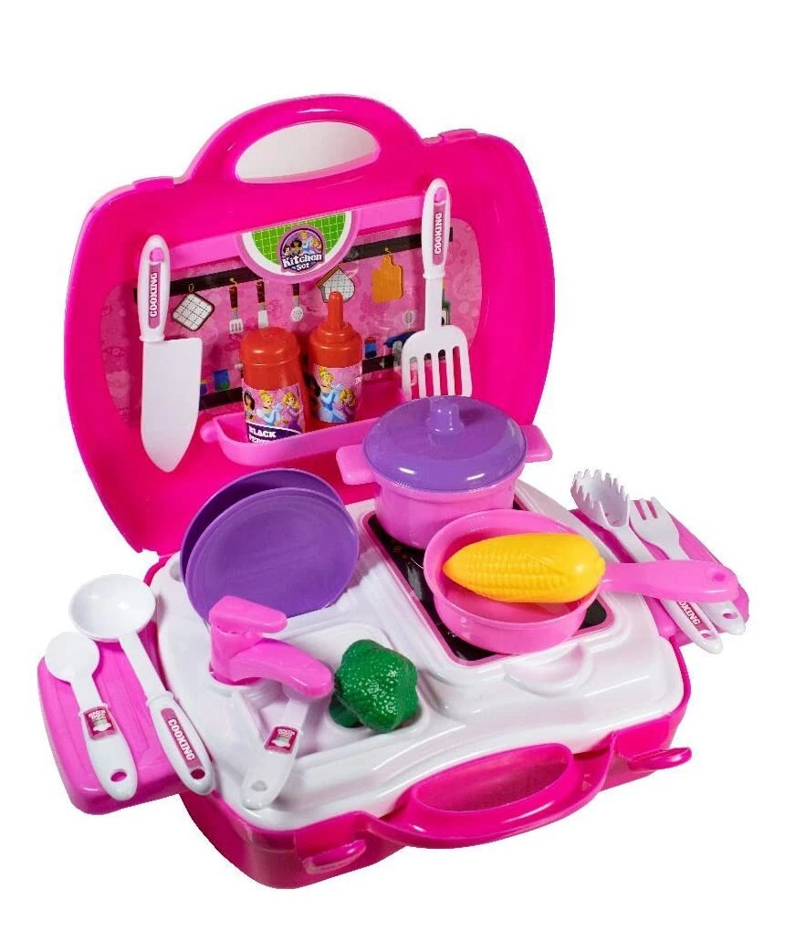 Disney Princess Kitchen Set Non Toxic Plastic Toy in Suitcase for Kids and  Girls