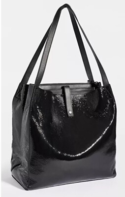 NWOT Rag Bone Black Patent Genuine Leather Passenger Large Tote Bag, Orig  $550