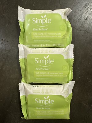 Simple Eye Make-Up Remover Pads 30 Count Each (3 Pack) Sealed FREE SHIPPING