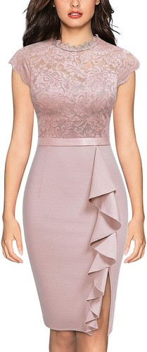 Miusol Women's Retro Floral Lace Ruffle 