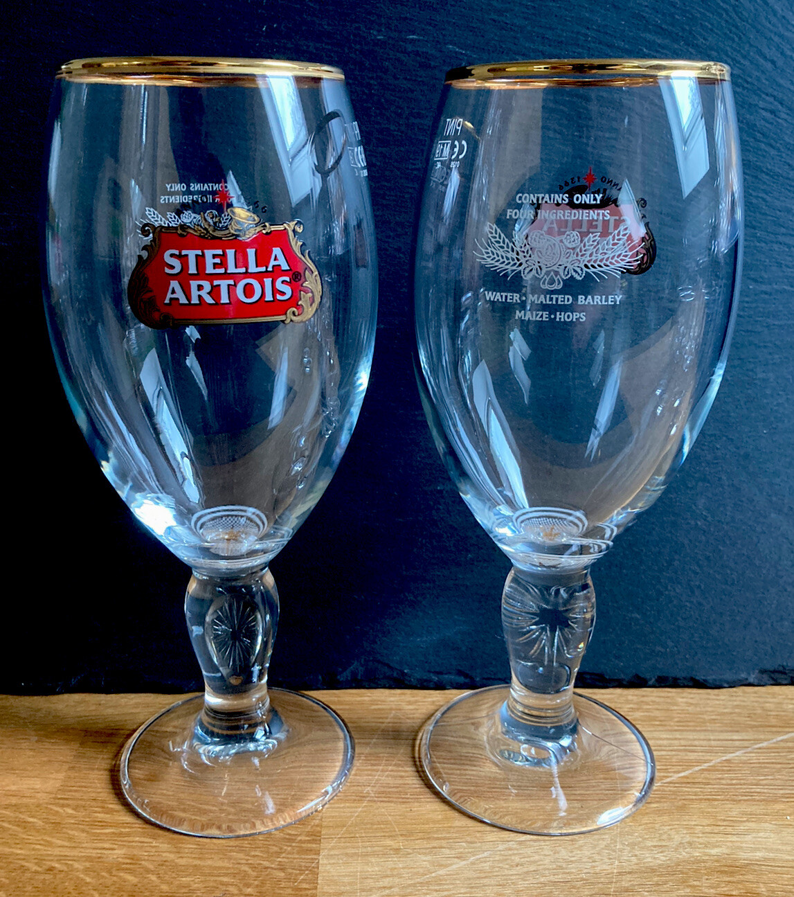 2 x Stella Artois Pint Chalice Glasses 20oz Brand New 100 Genuine