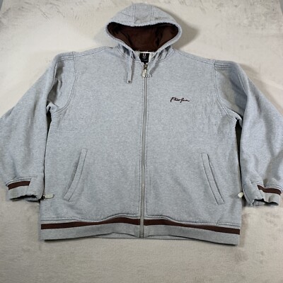 Vintage Phat Farm Jacket Mens XL Gray Full Zip Y2K Embroidered Sleeve  Zippers