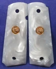 NEW, Gold Medallion Resin Pearl Grips for COLT 1911, KIMBER, COMMANDER