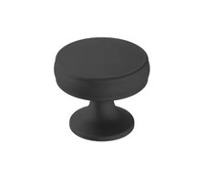 Cabinet Knob Matte Black Round 1-1/4 in. Traditional Renown 32mm  5 Pack 
