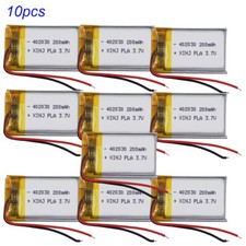 10x 3.7V 200mAh Rechargeable Li-Ion Batteries 0.74Wh for DashCam/GPS - 402030