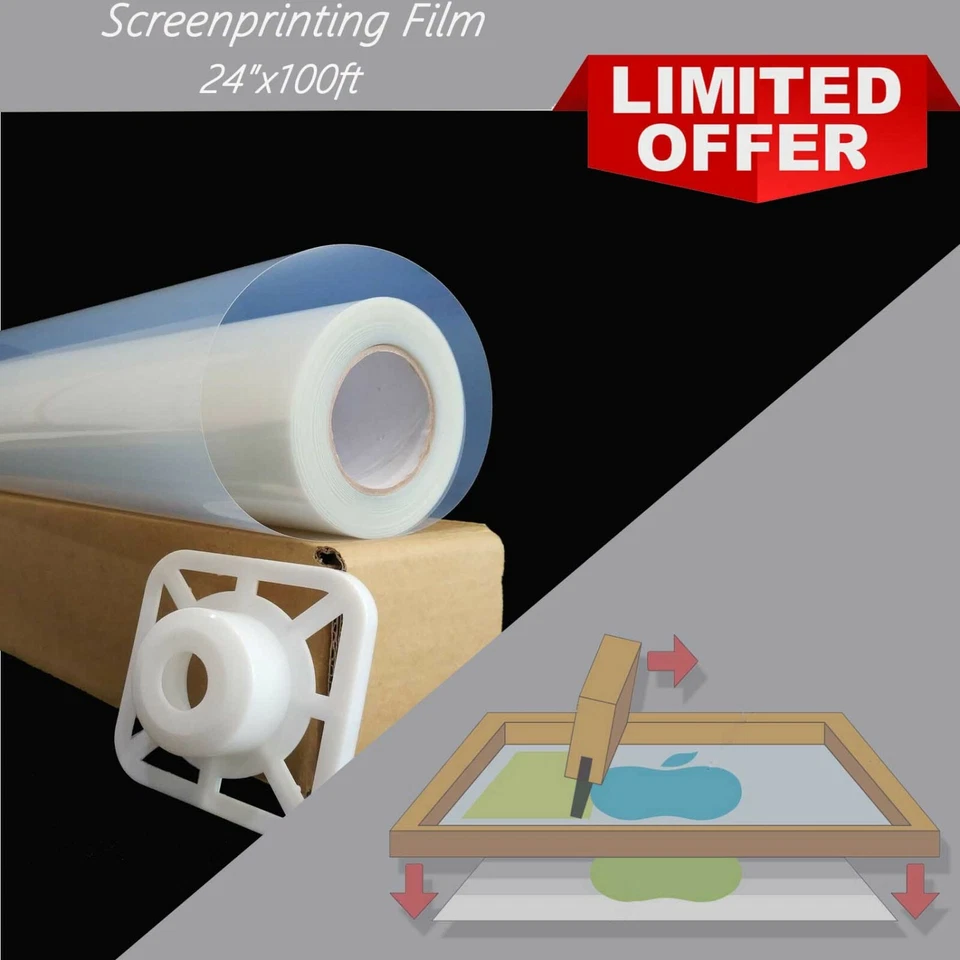"Película transparente de inyección de tinta de secado instantáneo impermeable serigrafía 24""x100 pies" Foto 3 de 4