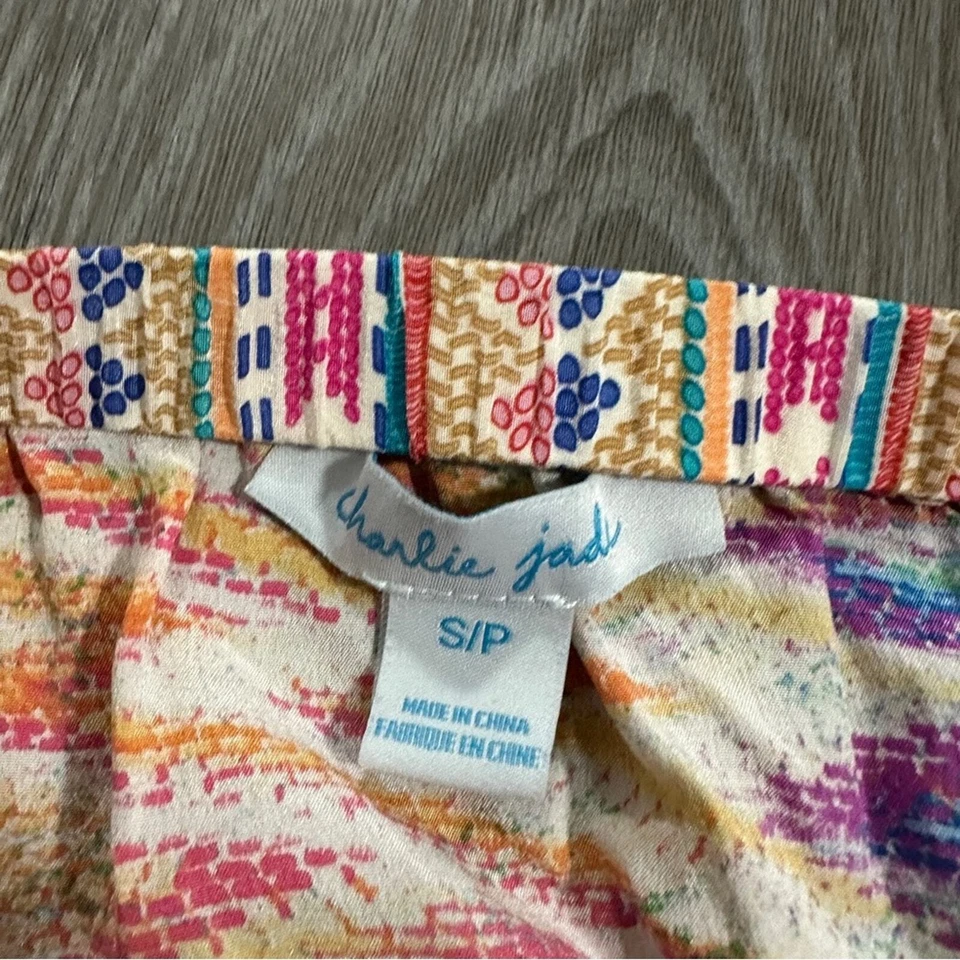 Mameluco Charlie Jade 100% Seda Multicolor Estampado Ikat Sin Tirantes Talla S Foto 4 de 4