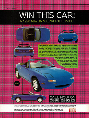 Vintage Maxda MX5 Car Promo Print Ad 1990s Original
