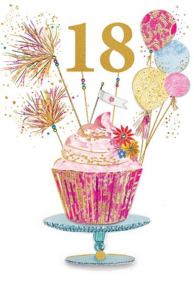 18th Birthday Card Luxury Cake – Embossed Illustrated Traditional Design