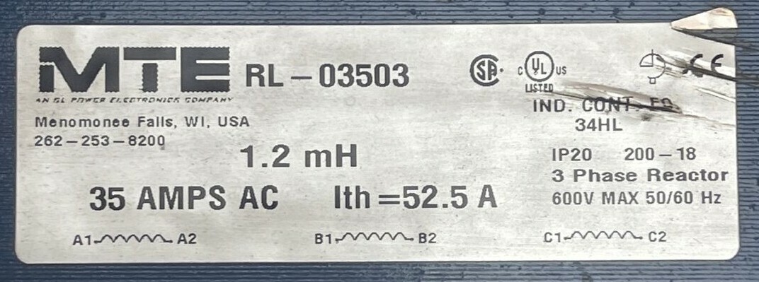 MTE RL-03503 Drehstrom-Drossel 1,2 MH, 35A AC, Ith  Produktbild-Vorschau 2