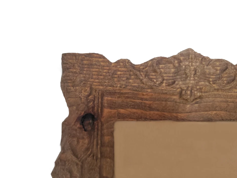 Marco de fotos estilo antiguo de madera ornamentada 4x6 único tallado y pasado de moda Foto 2 de 2