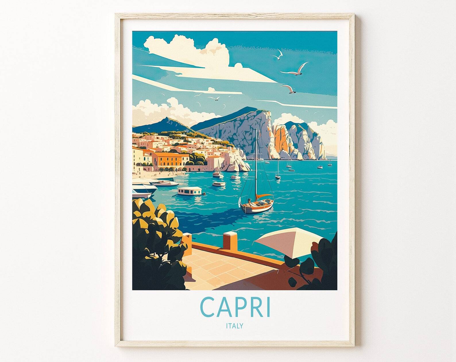 Capri Travel Print Italy Capri Travel Poster Travel Wall Art Italy Artwork