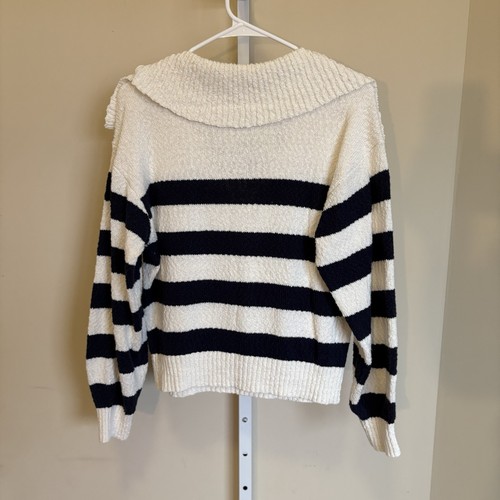 Maeve by Anthropologie Polo Pullover Oberteil Damen Medium V-Ausschnitt gestreift lange Ärmel - Bild 4 von 6