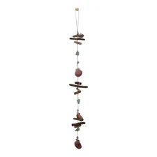 Mediterranean Driftwood Seashell Wind Chime Hanging Coastal Ocean Beach Home Dec