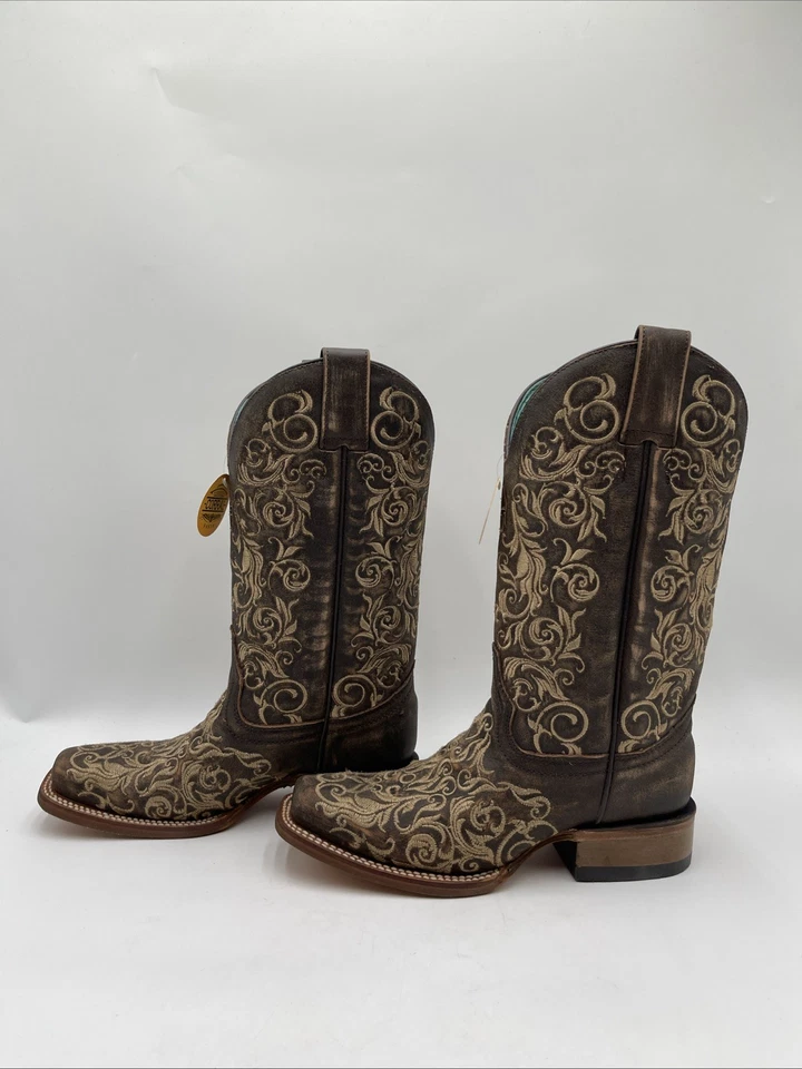 Women's Corral Honey Embroidery Square Toe Western Boots Brown Size 6M - Image 3 of 4