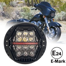 Faro proiettore led 7 pollici ambra DRL hi/low per Harley Touring Street Glide 14-23