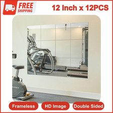 Home Gym Mirrors 12 Inch x 12Pcs Wall Mounted Mirror Glass Frameless Full Length