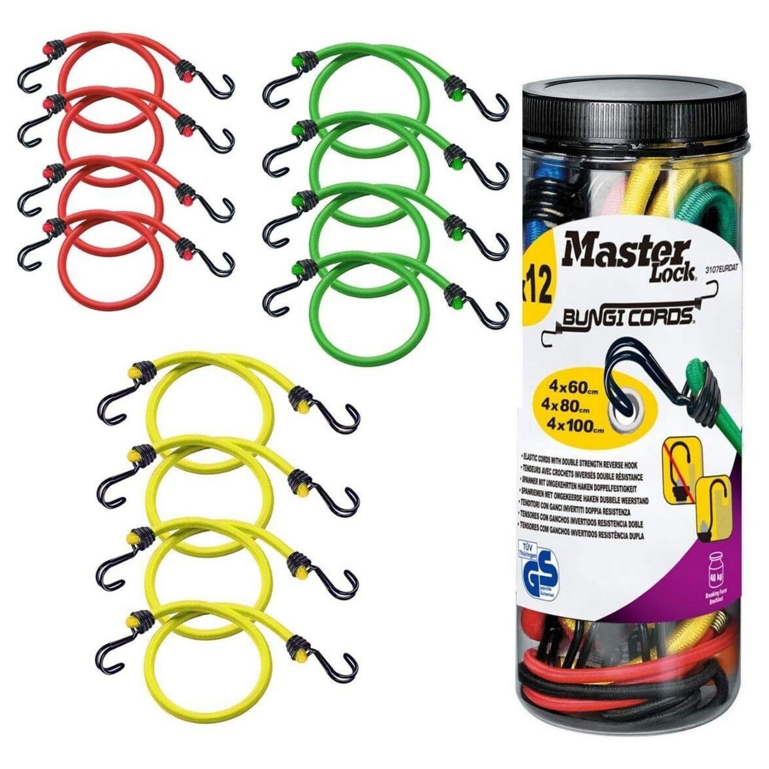 Master Lock Spannbnder Satz mit 12 Stck mit Haken bis zu 30 kg 4790₽