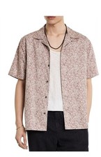 NWT John Varvatos Danny Short Sleeve Button Up Shirt Mauvewood Men  s Sz S