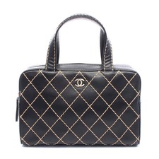 Chanel Wild Stitch Leather Handbag Women Black One Size