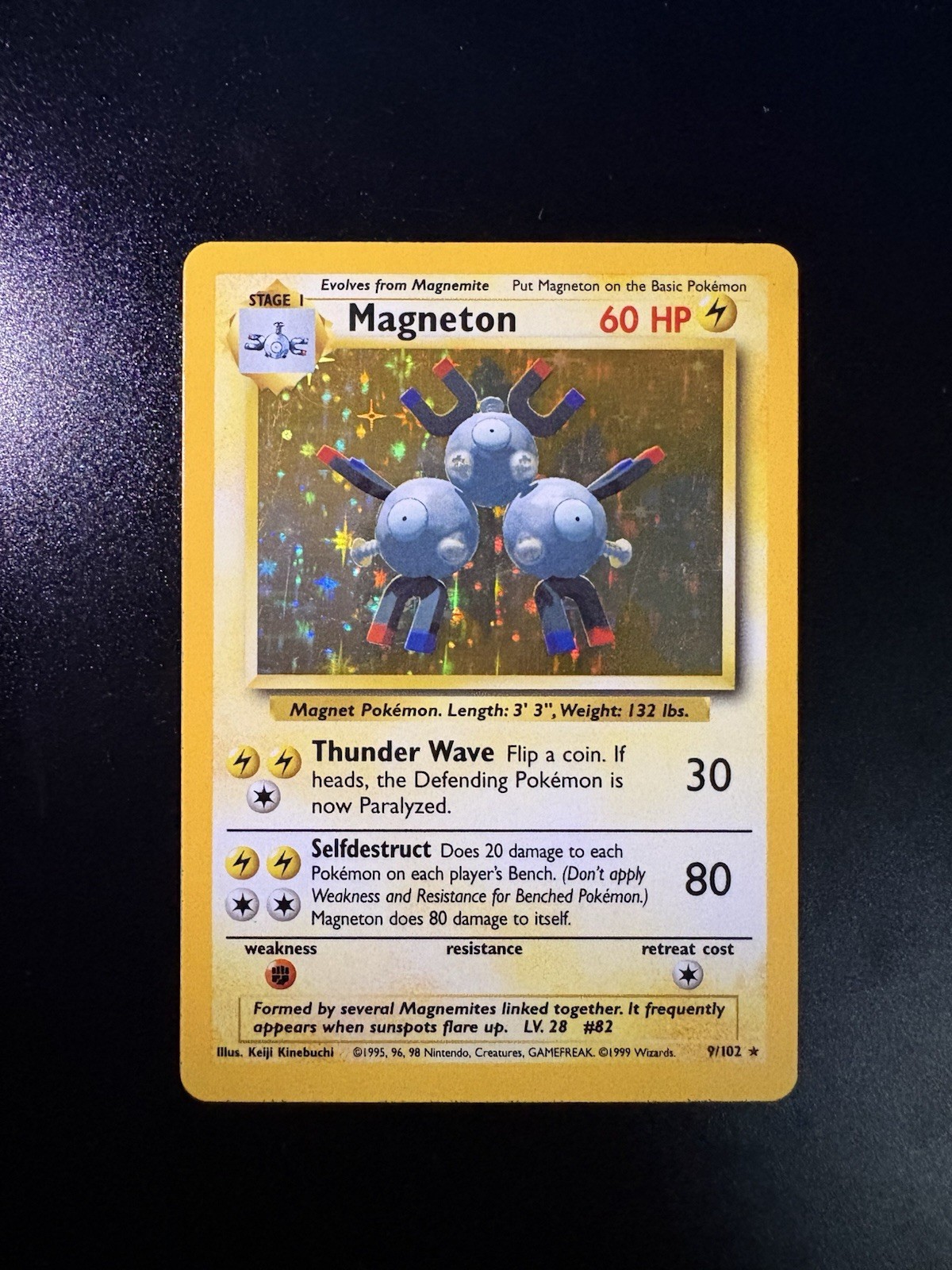 Magneton 9/102 Base Set Holo Rare 1999 Pokémon Card WOTC Vintage NM