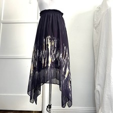 Abstract Print Asymmetrical Sheer Chiffon Fairy Grunge Maxi Flowy purple skirt s