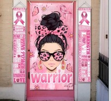 3Pcs Breast Cancer Awareness Banner Backdrop October Breast Cancer Month...