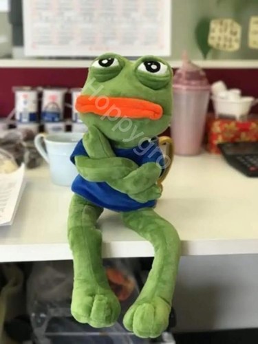 Peluche rana triste animale 45 cm peluche morbido cuscino espressione magica pepe rana sadfrog - Foto 4 di 9