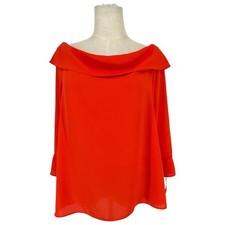 Banana Republic Off The Shoulder Ruffle Top Orange Womens Sz M Retro Festive