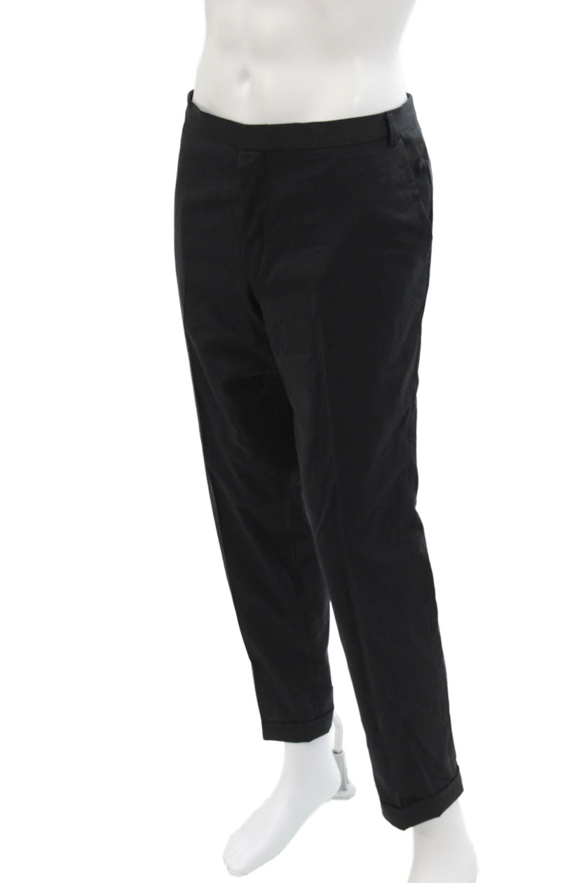 Boss Hugo Boss Mens Slim Leg Creased Herwi Dress Pants Black Wool Size 40 thumbnail 2