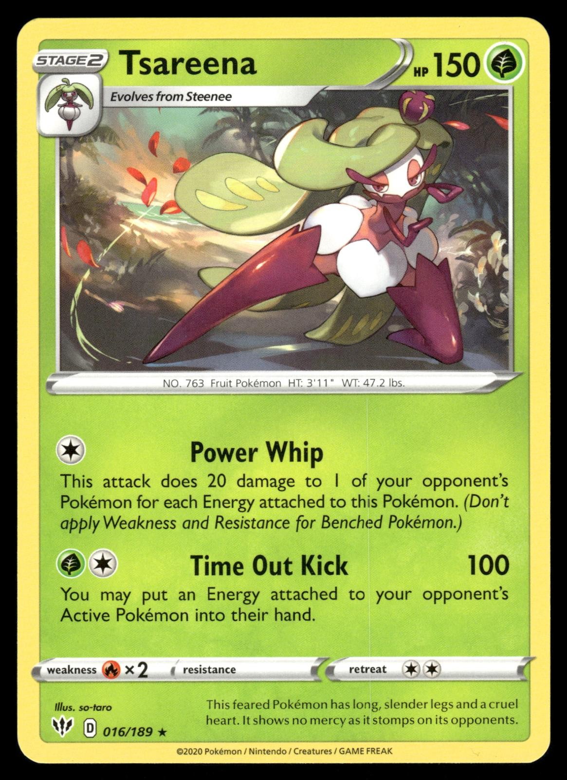 Tsareena 016/189 Rare Darkness Ablaze Pokemon NM