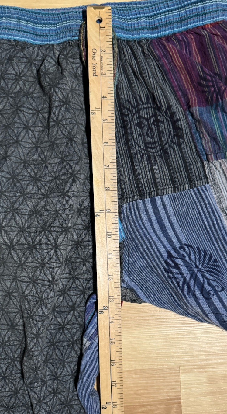 Boho Patchwork Cotton Pants One Size Elastic Wais… - image 3