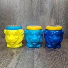 Vintage 2003 Guateplast WILD SIP Lot Of 3 Lion Kid Covered Straw Drink Cup