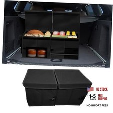 Car Trunk Organizer, Collapsible Multi Compartment Car Storage Box with Black