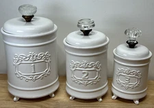 Mud Pie 4931002 Kitchen Canister (Set of 3), White