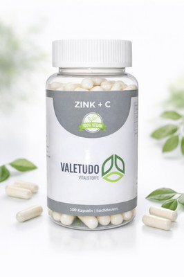 Zink + Vitamin C   hochdosiert 100 Kapseln vegan - Für Immunsystem und Zellschut