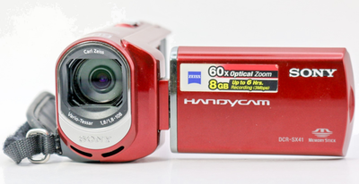 Sony Handycam DCR-SX41 Red 8GB Camcorder – 60x Carl Zeiss Zoom